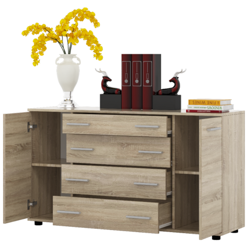 Comoda К-4, Wenge inchis, Stejar de lapte, Ghidaje telescopice Comoda К-4, Wenge inchis, Stejar de lapte, Ghidaje telescopice