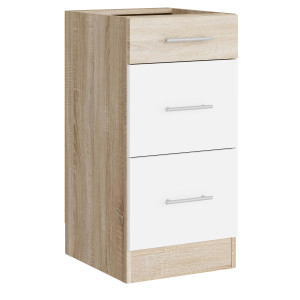 Modul de bucătărie Eco bottom 400, 3 sertare, Stejar sonoma, Alb