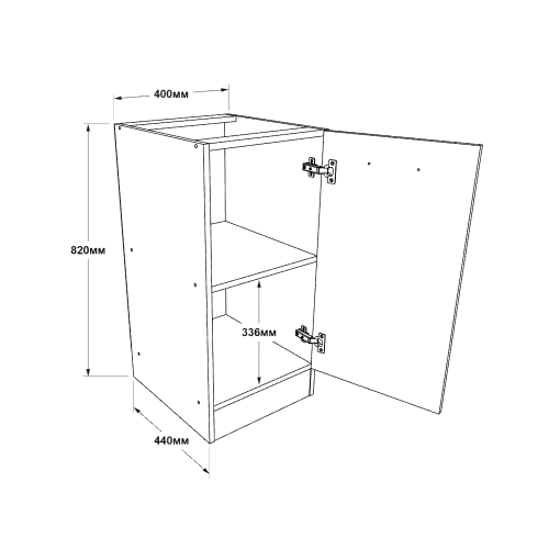 Modul de bucătărie Eco bottom 400, Alb, Stejar kraft alb