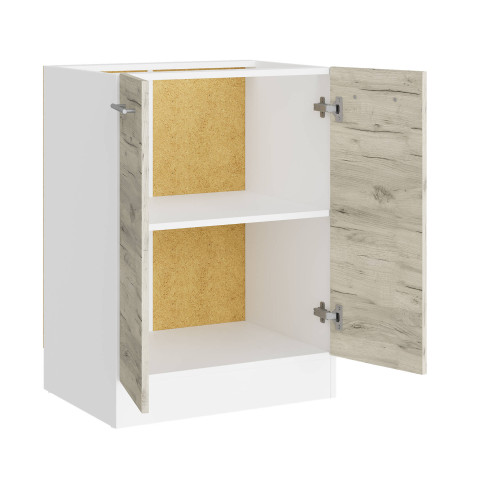 Modul de bucătărie Eco bottom 600, Alb, Stejar kraft alb
