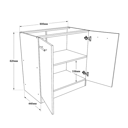 Modul de bucătărie Eco bottom 800, Alb, Stejar kraft alb