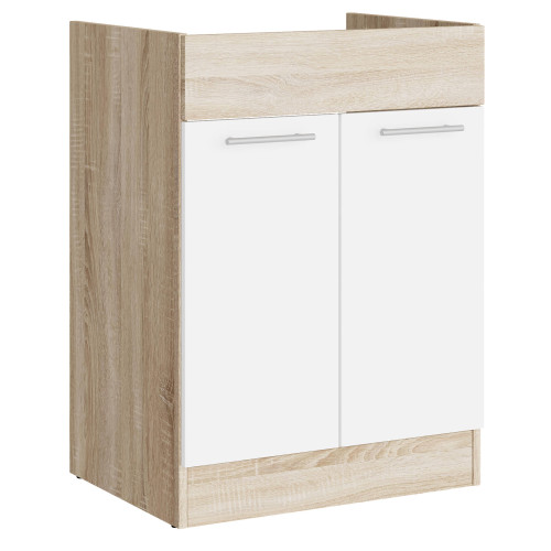 Modul de bucătărie Eco bottom sub chiuvetă 600, Stejar sonoma, Alb