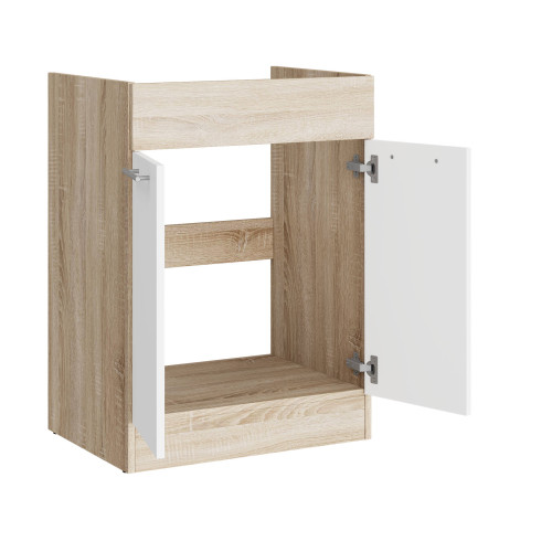 Modul de bucătărie Eco bottom sub chiuvetă 600, Stejar sonoma, Alb