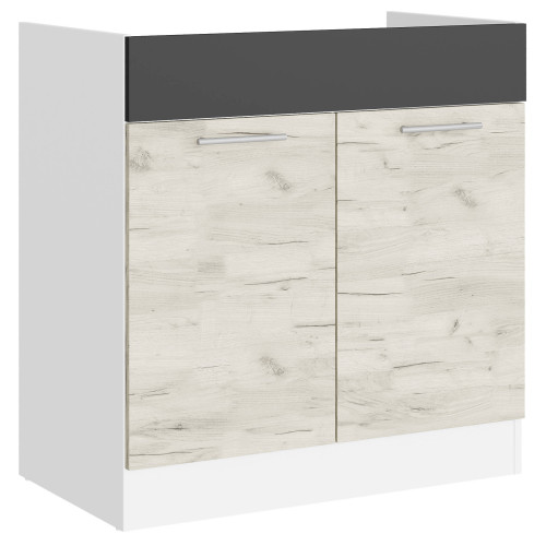 Modul de bucătărie Eco bottom sub chiuvetă 800, Alb, Stejar kraft alb, Grafit