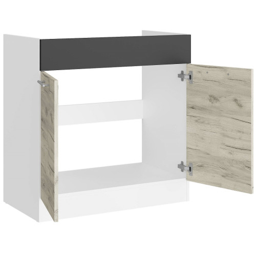 Modul de bucătărie Eco bottom sub chiuvetă 800, Alb, Stejar kraft alb, Grafit