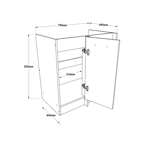Modul de colț de bucătărie Eco bottom 790, Stejar sonoma, Alb