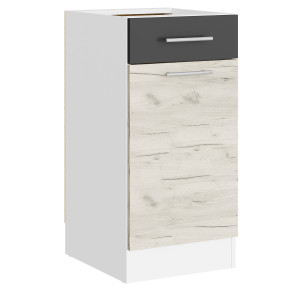 Modul de bucătărie Eco bottom 400, 1 sertar, Alb, Stejar kraft alb, Grafit