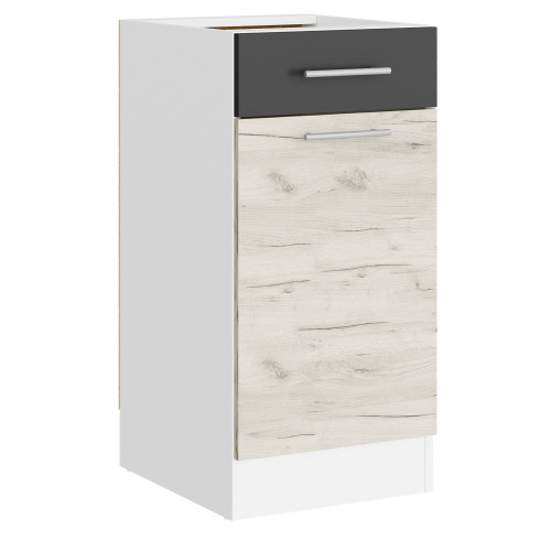 Modul de bucătărie Eco bottom 400, 1 sertar, Alb, Stejar kraft alb, Grafit