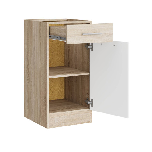 Modul de bucătărie Eco bottom 400, 1 sertar, Stejar sonoma, Alb