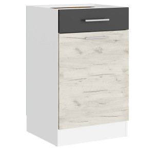 Modul de bucătărie Eco bottom 500, 1 sertar, Alb, Stejar kraft alb, Grafit