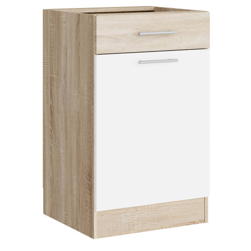 Modul de bucătărie Eco bottom 500, 1 sertar, Stejar sonoma, Alb