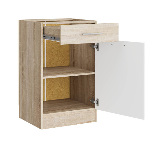 Modul de bucătărie Eco bottom 500, 1 sertar, Stejar sonoma, Alb