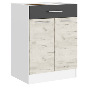Modul de bucătărie Eco bottom 600, 1 sertar, Alb, Stejar kraft alb, Grafit