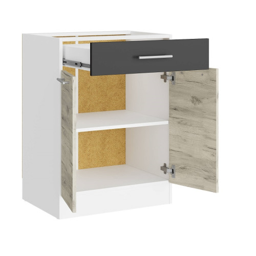 Modul de bucătărie Eco bottom 600, 1 sertar, Alb, Stejar kraft alb, Grafit