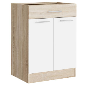 Modul de bucătărie Eco bottom 600, 1 sertar, Stejar sonoma, Alb