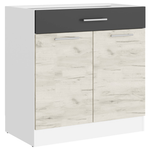 Modul de bucătărie Eco bottom 800, 1 sertar, Alb, Stejar kraft alb, Grafit