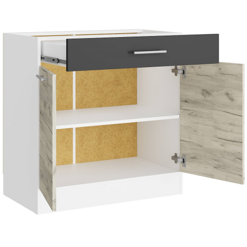 Modul de bucătărie Eco bottom 800, 1 sertar, Alb, Stejar kraft alb, Grafit