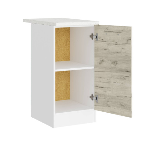 Modul de bucătărie Eco bottom cu blat 400, Alb, Stejar kraft alb