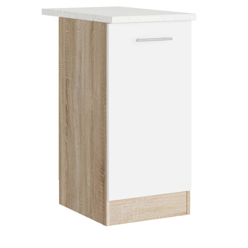 Modul de bucătărie Eco bottom cu blat 400, Stejar sonoma, Alb