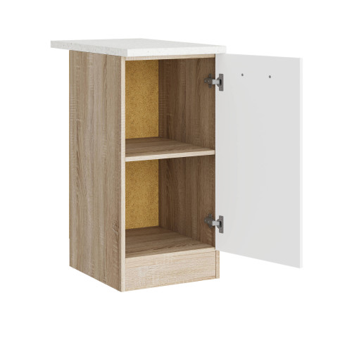 Modul de bucătărie Eco bottom cu blat 400, Stejar sonoma, Alb