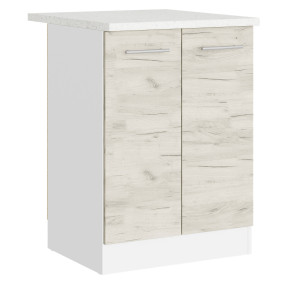 Modul de bucătărie Eco bottom cu blat 600, Alb, Stejar kraft alb