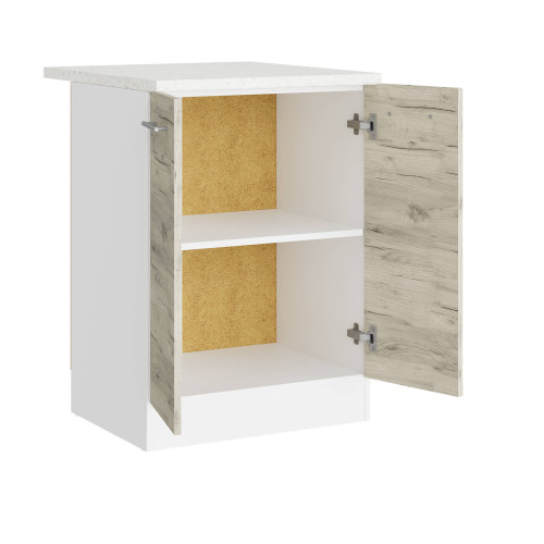 Modul de bucătărie Eco bottom cu blat 600, Alb, Stejar kraft alb