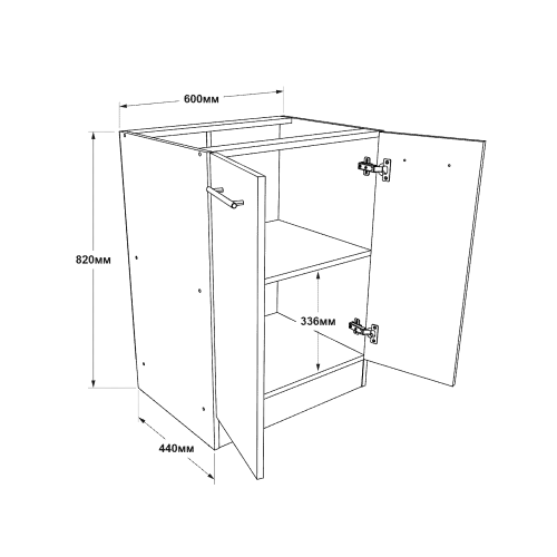 Modul de bucătărie Eco bottom cu blat 600, Alb, Stejar kraft alb
