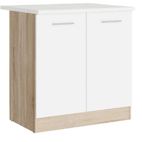 Modul de bucătărie Eco bottom cu blat 800, Stejar sonoma, Alb