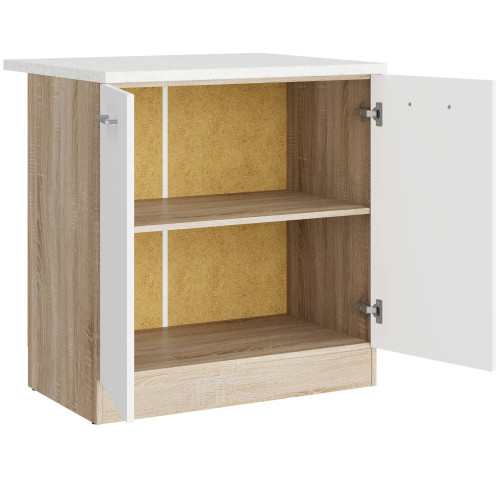 Modul de bucătărie Eco bottom cu blat 800, Stejar sonoma, Alb