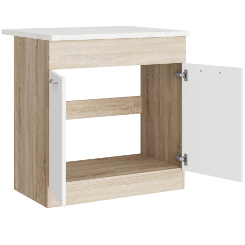 Modul de bucătărie Eco bottom sub chiuvetă cu blat 800, Stejar sonoma, Alb