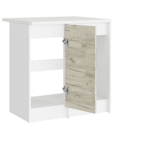 Modul de colț de bucătărie Eco bottom cu blat 790, Alb, Stejar kraft alb