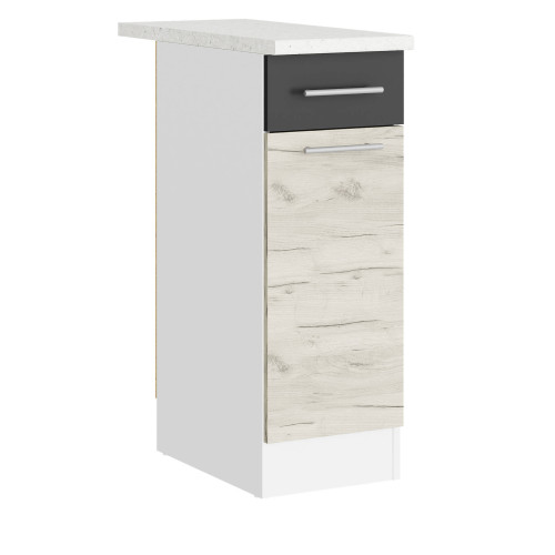 Modul de bucătărie Eco 1 sertar inferior cu blat 300, Alb, Stejar kraft alb, Grafit