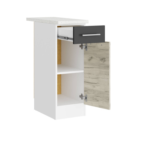 Modul de bucătărie Eco 1 sertar inferior cu blat 300, Alb, Stejar kraft alb, Grafit