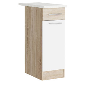 Modul de bucătărie Eco 1 sertar inferior cu blat 300, Stejar sonoma, Alb