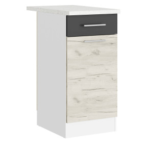Modul de bucătărie Eco 1 sertar inferior cu blat 400, Alb, Stejar kraft alb, Grafit