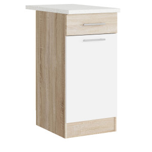 Modul de bucătărie Eco 1 sertar inferior cu blat 400, Stejar sonoma, Alb