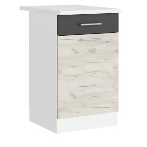 Modul de bucătărie Eco 1 sertar inferior cu blat 500, Alb, Stejar kraft alb, Grafit