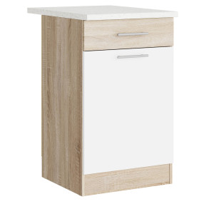 Modul de bucătărie Eco 1 sertar inferior cu blat 500, Stejar sonoma, Alb