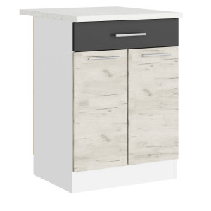 Modul de bucătărie Eco 1 sertar inferior cu blat 600, Alb, Stejar kraft alb, Grafit