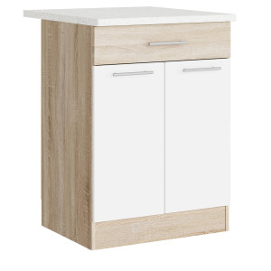 Modul de bucătărie Eco 1 sertar inferior cu blat 600, Stejar sonoma, Alb