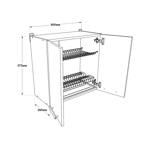 Modul de bucătărie Eco blat pentru uscarea vaselor 600, Alb, Stejar kraft alb