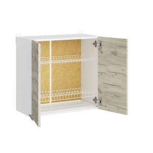 Modul de bucătărie Eco blat pentru uscarea vaselor 600, Alb, Stejar kraft alb