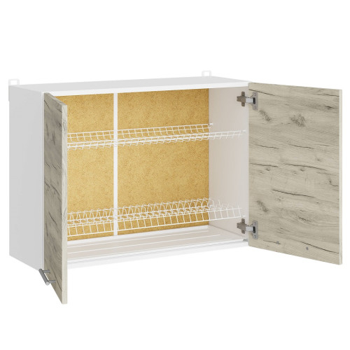 Modul de bucătărie Eco blat pentru uscarea vaselor 800, Alb, Stejar kraft alb