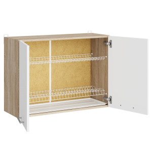 Modul de bucătărie Eco blat pentru uscarea vaselor 800, Stejar Sonoma, Alb