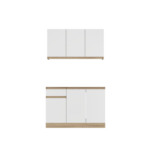 Set mobila bucatarie K-5 fără blat de masă, 120 х 204 х 60 cm, Stejar Sonoma, Alb