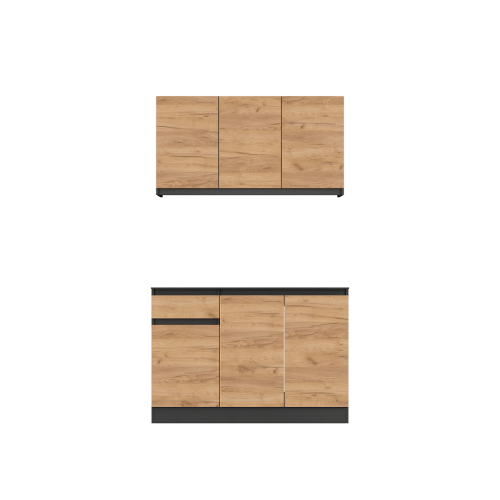 Set mobila bucatarie K-5 fără blat de masă, 120 х 204 х 60 cm, Antracit, Stejar kraft gold