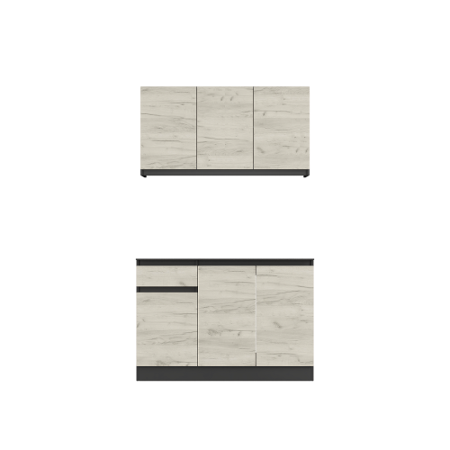 Set mobila bucatarie K-5 fără blat de masă, 120 х 204 х 60 cm, Antracit, Stejar kraft alb