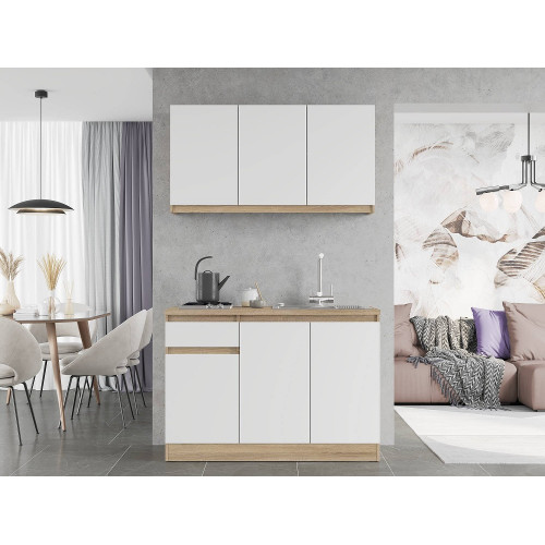 Set mobila bucatarie K-5 fără blat de masă, 120 х 204 х 60 cm, Stejar Sonoma, Alb