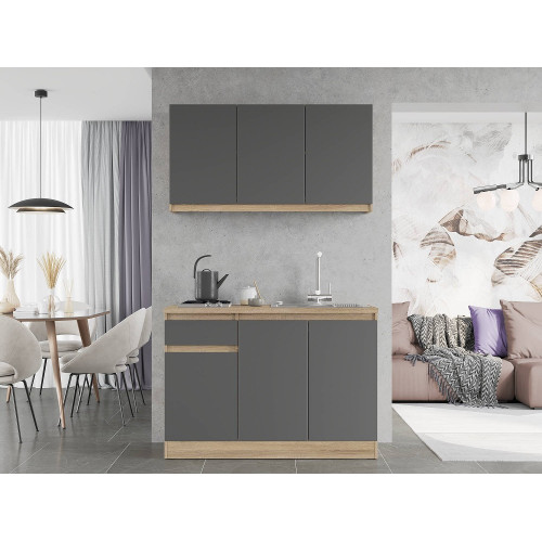 Set mobila bucatarie K-5 fără blat de masă, 120 х 204 х 60 cm, Stejar Sonoma, Grafit