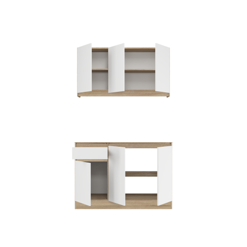 Set mobila bucatarie K-5 fără blat de masă, 120 х 204 х 60 cm, Stejar Sonoma, Alb